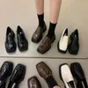 Kadınlar için Elbise Ayakkabıları Kalın Solged Kadın Toe Toe İngiliz Tarzı Küçük Deri J-E90