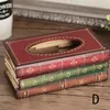 Tissue Boxes Napkins Antique Book Shape Tissue Box Novelty Luxurious Napkin Paper Holder Retro Wood Tissue Dispenser Storage Case Desktop Home Decor R230714