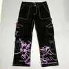 Shorts masculinos Harajuku jeans modernos estampados casual street hip-hop preto calças cargo Y2K jeans masculinos soltos jeans tendência da moda 230714