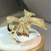 Laço de aniversário requintado em prata 925, joias da moda, anel de ouro amarelo e anel de zircônia branca, joias para festa feminina L230704