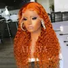 Kinky Krullend Synthetische Lace Front Pruiken Voor Vrouwen Oranje Gember Pruik Synthetisch Haar Kant Pruik Pre Geplukt Met Baby Haar zwarte Pruiken 230524