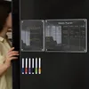 PLAN PLABE Transparent biały akrylowy kalendarz magnetyczny dla lodówki. Obejmują 6 markerów i miesięczny plan gumki, cotygodniowy kalendarz magnetyczny lodówki,