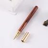 Metal Signature Pen Brass Ball Cap Vintage Wood Body Ballpoint Pryweria School Supplies Business