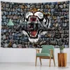 Tapestries Dome Cameras Creative Hip Hop Tiger Doodle Wall Tapestry Wall Hanging Tapestry Home Decor Table Cover Funny Creative Painting Tapestry R230714