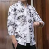 Camisas casuales para hombres LIFENWENNA Camisa de primavera para hombres Nueva moda Estilo chino Estampado de manga larga Camisas Hombres Casual Flower Beach Camisa hawaiana 6XL 7XL T230714