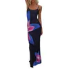 Casual Dresses Women Spaghetti Strap Dress Backless Printed Cocktail Maxi Sleeveless Summer Fashion Elegant Split Beach