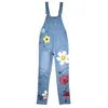 Kvinnors jeans plus storlek S-5XL Kvinnor denim overaller vår sommar höst mode casual blommig jumpsuit bib byxor blå grå rosa khaki