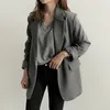 Damenjacken Weibliche Jacke Herbst von 2023 Frauenmäntel Koreanischer Stil für solide graue Damen OL Bürodame Langarmmantel