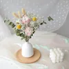 Fiori decorativi Bouquet da sposa margherita secca con vaso Coda di erba di cristallo per accessori per la decorazione del soggiorno domestico