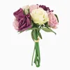 Dekorativa blommor Rose Bouquet Artificial Flower Wedding Holding Home Improvement Silk Arrangemang