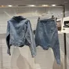 Robes de travail élégantes femmes ensembles printemps automne fille Denim veste hauts bleu Midi jean jupes deux pièces ensemble femmes tenue 2023