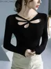 Women's T-Shirt Women's Fashion Shirt Casual Long Sleeve Cotton Elastic Top Cutting Sexy T-shirt Y2k Women's Clothing Free Delivery Top Z230717