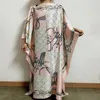 Abbigliamento etnico Vestito caftano di seta stile Kuwait alla moda Boho Modello colorato Dashiki Donna africana305Z