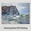 Port D Aval Rough Sea Handmade Claude Monet Painting Landscape Impressionist Canvas Art for Entryway Decor