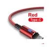 Câbles de téléphone portable Usb Type C 3A Led fil mobile de charge rapide pour Redmi S22 Huawei Data Charge Drop Delivery Téléphones Accessoires Dhwcr