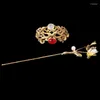 Hårklipp Ancient Crown Chinese Hanfu Imitated Gem Headdress Dragon Flower frisör