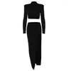 Casual Dresses Sexy Split Skirt Long Sleeve Dress Female Mid-calf Length Fashion T-shirt All-match Summer Slim Chic