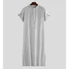 Ethnic Clothing 2023 Muslim Middle East Arab Dubai Malaysia Men's Loose Striped Short Sleeve Robe Shirt