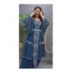 Ethnic Clothing Turquoise Eid Special Moroccan Dubai Kaftans Abaya Dress Very Fancy Wedding European And American Fashion Trend