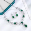 Collana Orecchini Set Lusso Fiore Verde Donna Gioielli Moda Trend Europa E Stati Uniti Cubic Zirconia Stone Kit