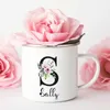 Tasses personnalisées tasse florale nom initial tasse nom personnalisé café tasse de chocolat chaud mariée demoiselle d'honneur fête des mères cadeau pour elle R230713