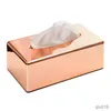 Tissue Boxes Napkins Elegant Rose Gold Rectangle Napkin Paper Rack Tissue Box Towel Napkin Container Holder Home Office Car K1MF R230714