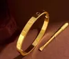 Любовь Браслет дизайнер браслеты женщины мужчины 4CZ Стальные отвертки из отвертки из браслета золотые серебряные ювелирные изделия с бархатной сумкой 22222