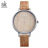 Shengke New Creative Women Watches Casual Fashion Wood Leather Watch Simple Female Quartz Wristwatch Relogio Feminino242x