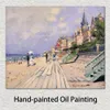 The Boardwalk w Trouville ręcznie malowany Claude Monet Canvas Art Impressionist Landscape Painting for Modern Home Decor