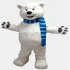 Professional custom blue scarf Polar Bear Mascot Costume cartoon white bear animal character Clothes Halloween festival Party Fanc297k