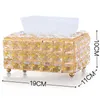 Servetter Vävnadslådor servetter Crystal Face Tissue Box Holder Crystal Cube Servett Dispenser Bedroom Office El Coffee Shop Bar Diamond Flash