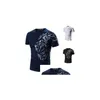 Men'S T-Shirts Tattoo Printed Short Sleeves Crew Neck Men T Shirts Summer Casual Daily Wear Clothing Black White Navy Drop Delivery Dh9Tj