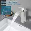 Bathroom Sink Faucets G1 2 Basin Brass Gold Elegant Waterfall Faucet Single Lever Hole Deck Mount Big Square Spout Mixer Taps 230713