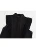 Chemisiers pour femmes 2023 chemise noire à volants femme translucide sans manches revers hauts pour femmes chemises d'été et