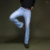 Erkek kot pantolon alevlendi geleneği bot kesim bacak fit klasik streç kot parlama açık mavi gezi düz moda sokak pantolon