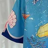 Chándales para hombre, conjunto de camisa de manga corta de verano 2023, Top corto para hombre, informal, de alta calidad, con estampado de Ocean World, traje de calle con solapa