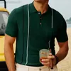 Erkek Tişörtleri 2023 Yaz Erkekler Polo Gömlek Yeni Trend Dönüşü Down-Down Buton Kısa Kollu Külot Kısa Soylu Nefes Alabilir İş Erkekler T-Shirt L230713