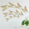 Stickers Muraux Creative 3D Papillon Texturé Creux Salon Chambre Décoration Simation Beauté Autocollant Drop Delivery Maison Jardin Dh9Jv