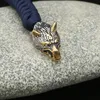 Viking Style Wolf Head Pendant Keychain Hand-knitted Key Chain for Men