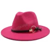 Uomo Donna Piatto a tesa larga Stile Panama Feltro di lana Jazz Cappello Fedora Cap Gentleman Europa Cappello formale bianco Floppy Trilby Party Hat