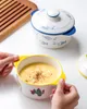 Bols à soupe aux œufs cuits à la vapeur bol en céramique avec couvercle spécial pour le riz et le nid d'oiseau sous glaçure couleur vaisselle dessin animé