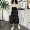 Юбки Midi Women Vintage Winter Winter Winter Harajuku Плед элегантные дамы мягкие все матч эстетические повседневные тонкие простой корейский стиль