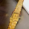 Kvinnors klockor högkvalitativa 24k guld ingen blekning mässing band kvinnor klockor diamant liten dial fyrkantig mode lyx armbandsur för lady retro 230714