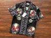 Camisas casuales para hombres Skeleton Ghost Claw Impresión completa WACKO MARIA Manga corta Hombres Mujeres Hawaii Beach Camisa suelta con etiqueta