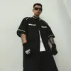 Herrspårar Summer Y2K Shirts and Shorts Suit Set For Men White Black Streetwear Casual Tracksuits Harajuku Lapel Tops Overdimensionerade Hip Hop 230713