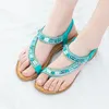 Сандалии Gykaeo Ladies Summer Thoans Bohemian Style Blue Red Fashion Sandals Женщины с решетчаты