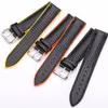 Watch Bands Leather Rubber Band Strap Women Men Yellow Orange Black 18mm 20mm 22mm Watchband Bracelet With Pin Buckle