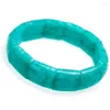 Strand Naturel Vert Amazonite Pierre Rectangle Cristal Perle Bracelet Femmes Femme Stretch Charme