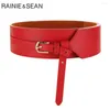 Bälten Rainie Sean Wide Belt Black Cummerbunds for Women Faux Leather Vintage Dresses Corsets