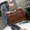 Briefcases Brand Mens Briefcase Handbag Crazy Horse Pu Leather Messenger Travel Bag Business Men Tote Bags Man Casual Crossbody 230713